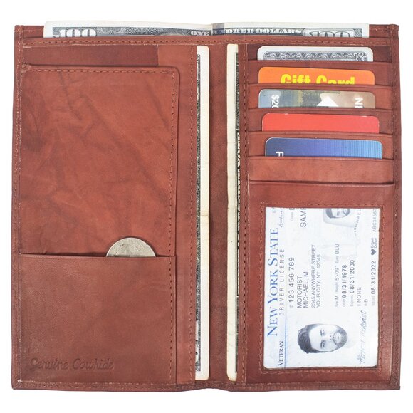 Genuine Leather Bifold Checkbook Cover - Picture 1 of 8